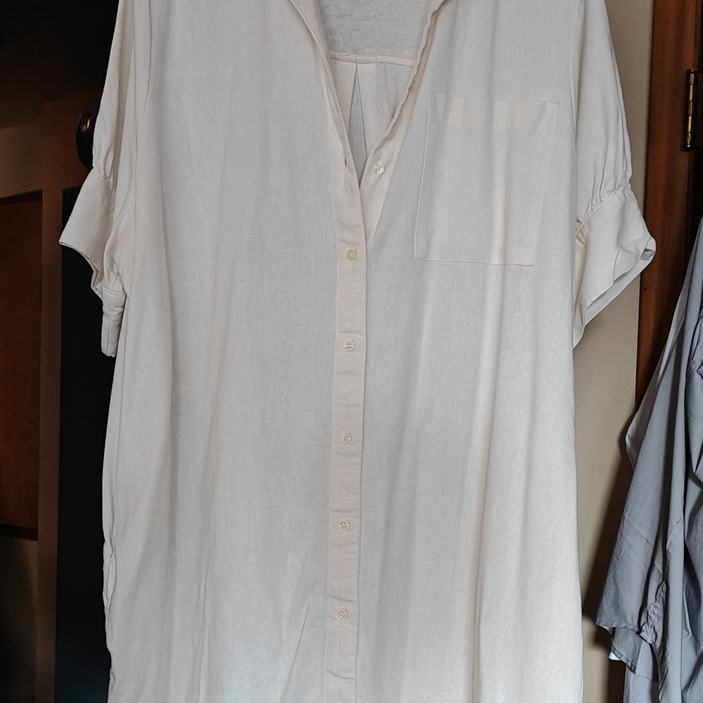 Old Navy Off-White Button-Down Midi Dress